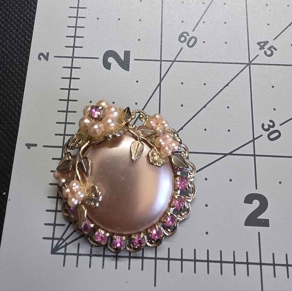 Vintage Pink Moonglow Demi Set Necklace & Clip Earrings Gold Tone - Picture 8 of 10